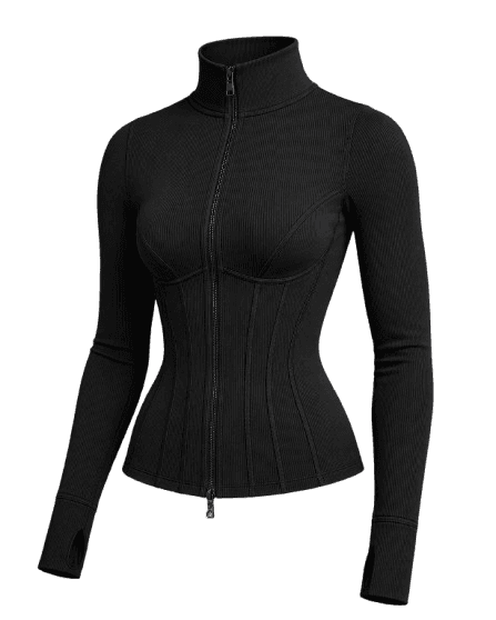 Ladies' Ribbed Corset Zip-Up Top